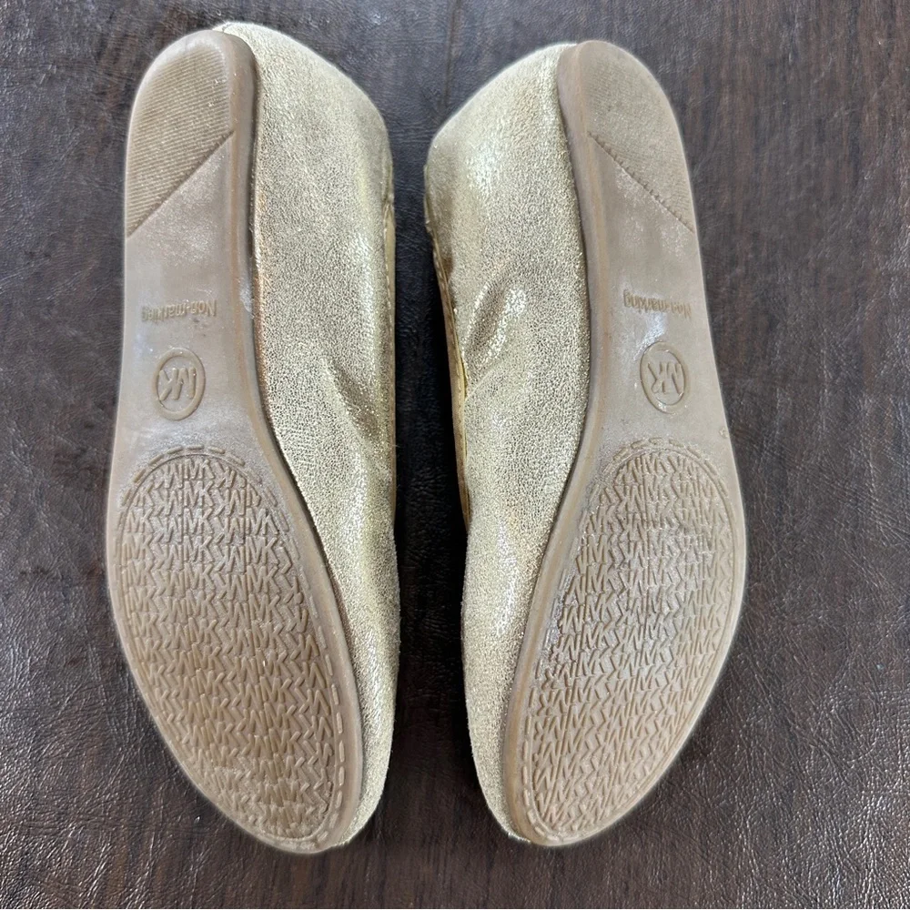 Michael Kors Faye Nollie Gold Heart Accent Flats Girls Sz 1